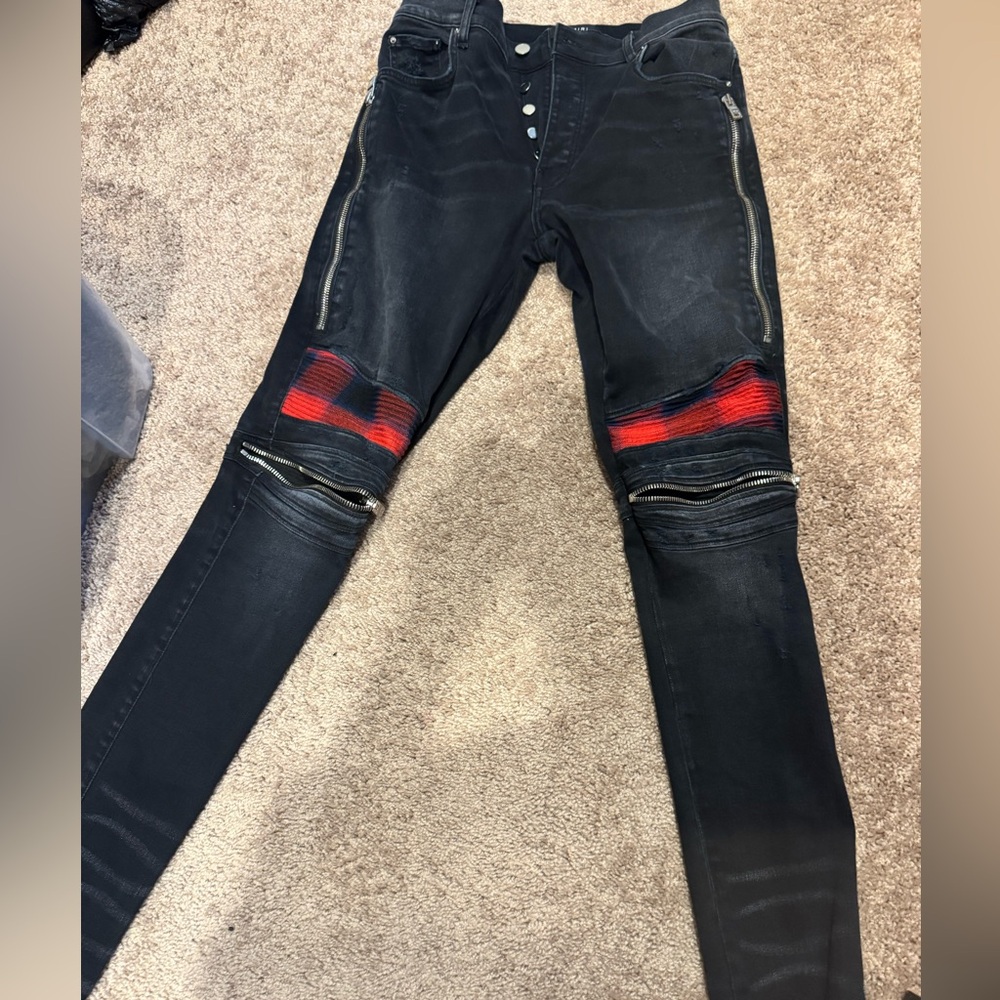 AMIRI Black and Red Skinny Jeans